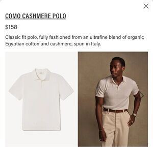 Buck Mason White Cashmere Blend Polo
